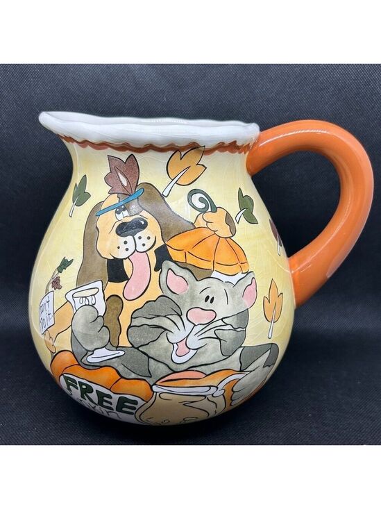 Blue Sky Clayworks Other - 2010 Heather Goldminc Blue Sky Clayworks Halloween Cat & Dog pitcher